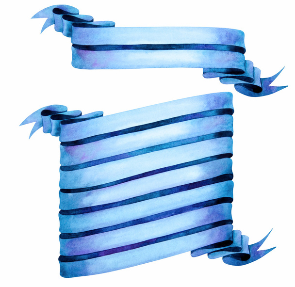 Довгі акварельні сині стрічки
 - Фото, зображення