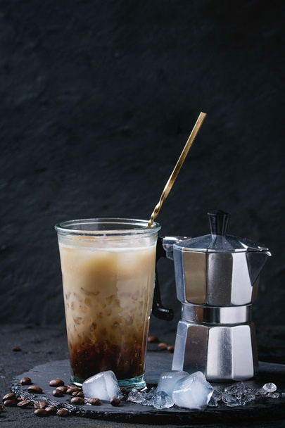 Ice coffee with cream - 写真・画像