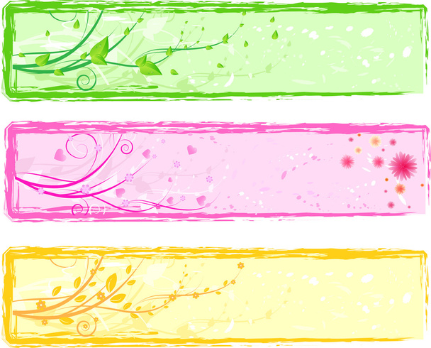 Three colorful abstract floral banners - ベクター画像