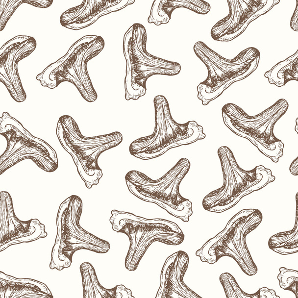 Chanterelle. Seamless pattern with mushrooms - Vetor, Imagem