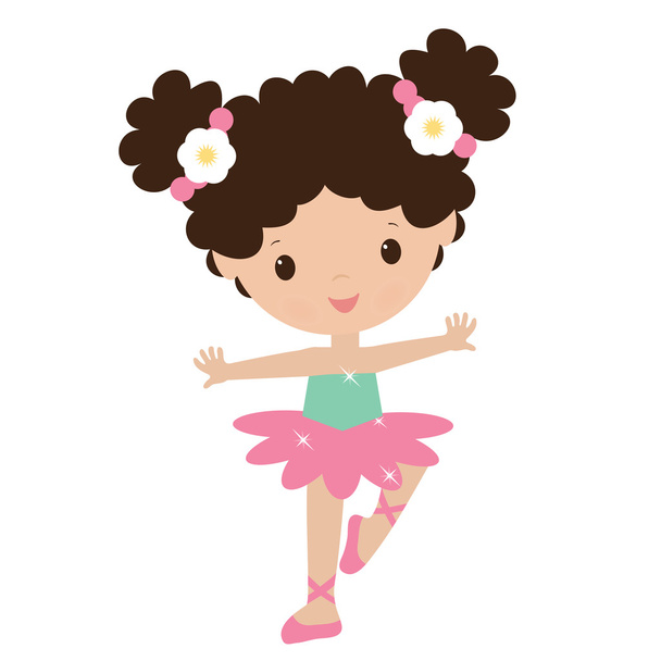Cute ballerina vector cartoon illustration - Vector, Image