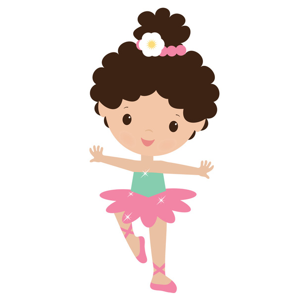 Cute ballerina vector cartoon illustration - Vector, Image