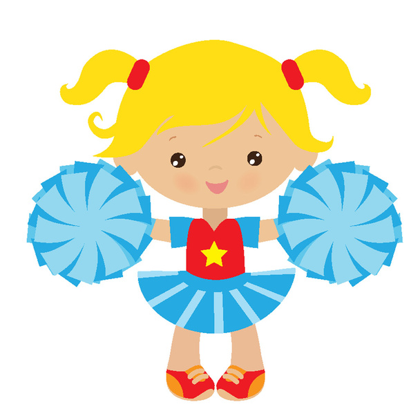 Bonito pouco cheerleader vector cartoon ilustração
 - Vetor, Imagem