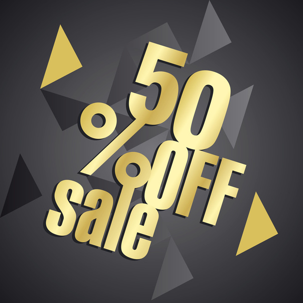 Sale 50 percent off gold black abstract background - Vector, imagen
