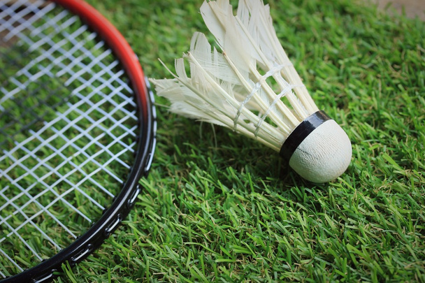 Federbälle mit Badmintonschläger - Foto, Bild