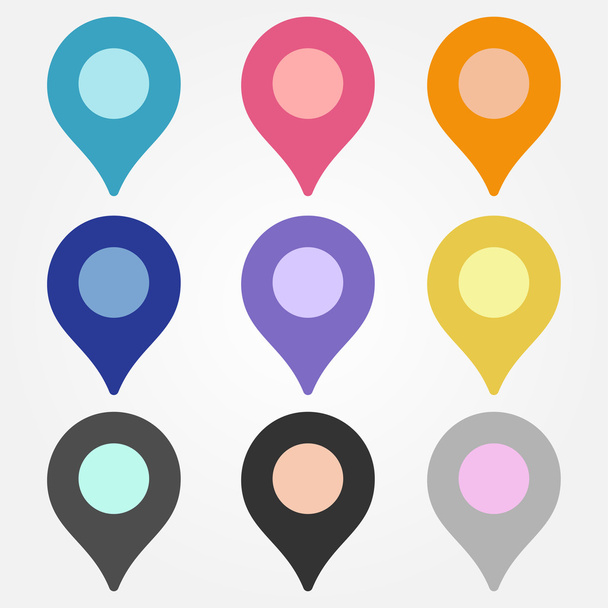 Localização ícone colorido definido em um fundo branco
 - Vetor, Imagem