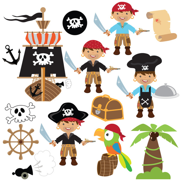 Cute pirate boy vector illustration - Вектор,изображение