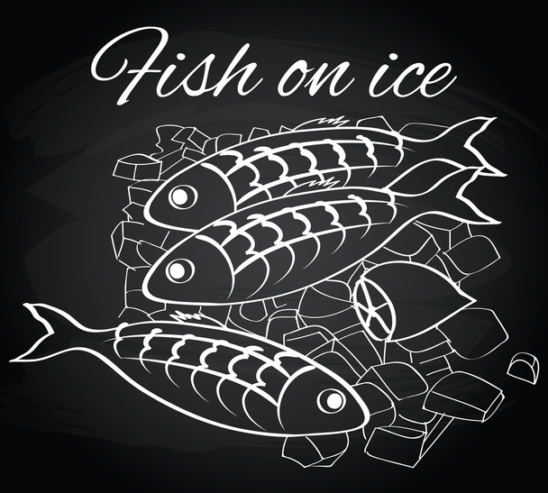 Vektor friss hal és a citrom, a jégen - Vektor, kép