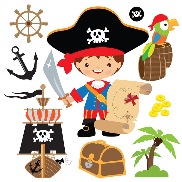 Pirat ładny chłopiec ilustracja wektorowa - Wektor, obraz