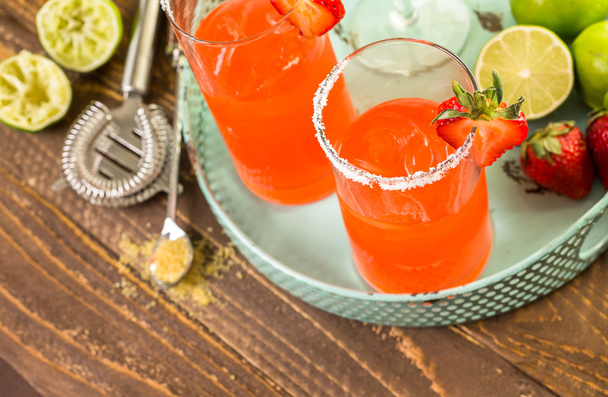 Classic lime and strawberry margaritas - Photo, Image