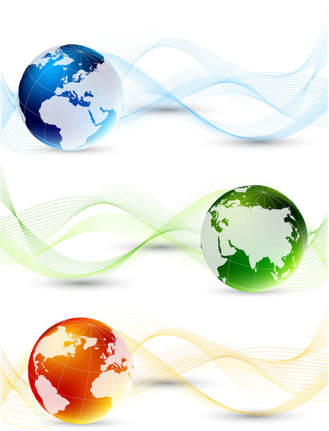 Set of banner with globes - Vektor, kép