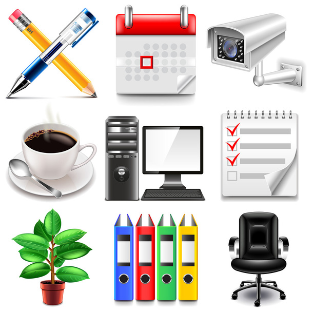 Office icons vector set - Vetor, Imagem