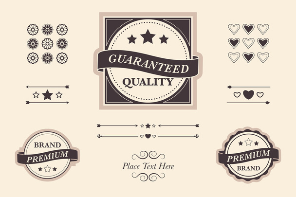 Fancy design elements. Shabby Chic vector icons, emblems, banners and seals with copy space text. - Vector, Image