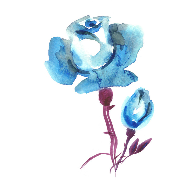 Watercolor Blue Rose - Фото, изображение