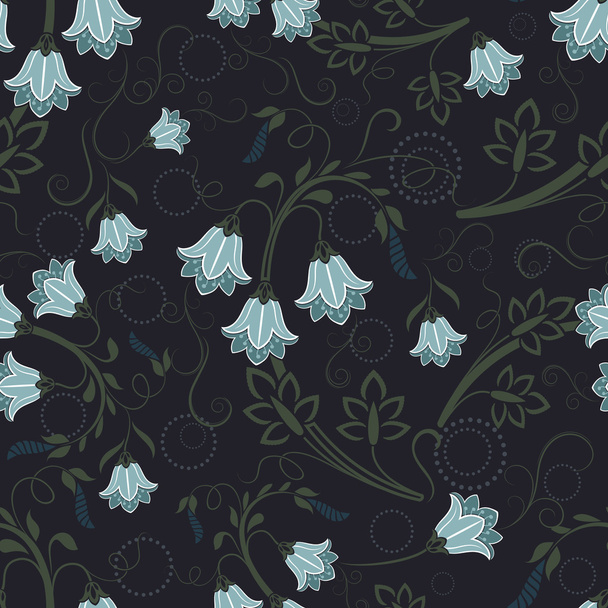Seamless bell-flower floral vector wallpaper pattern. - Vektor, Bild