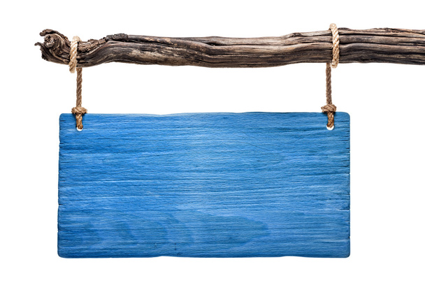 μπλε ξύλινη πινακίδα από μια ελληνική ταβέρνα - Φωτογραφία, εικόνα