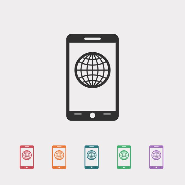 Mobile smartphone with globe icon  - Vektor, obrázek