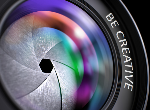 Seja criativo conceito na lente de câmera digital
 . - Foto, Imagem