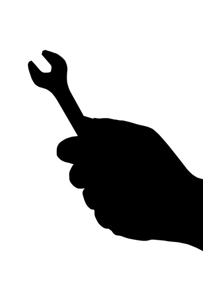 Silhouette einer Hand haltenden Schraube - Foto, Bild