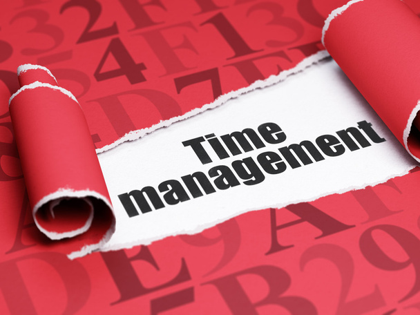 Time concept: black text Time Management under the piece of  torn paper - Foto, imagen