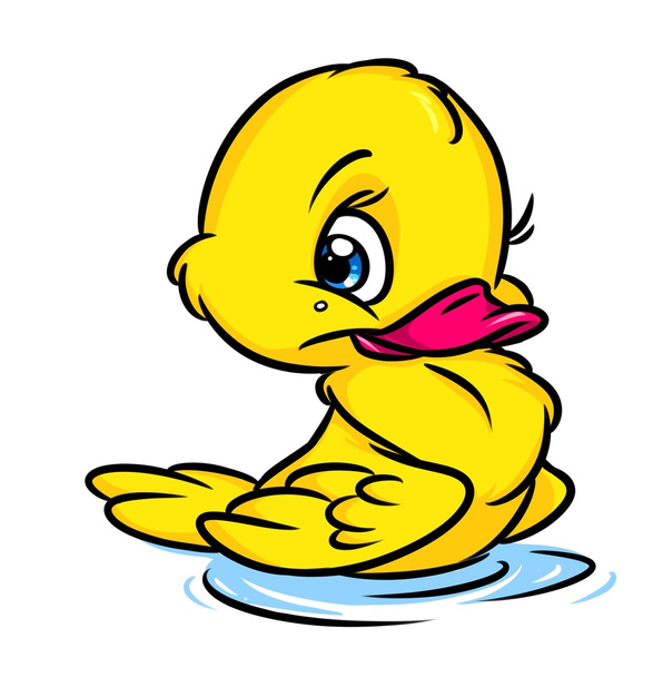 Little yellow duckling cartoon - Foto, Imagen