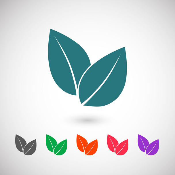 Leaves flat design icon - Vector, Image