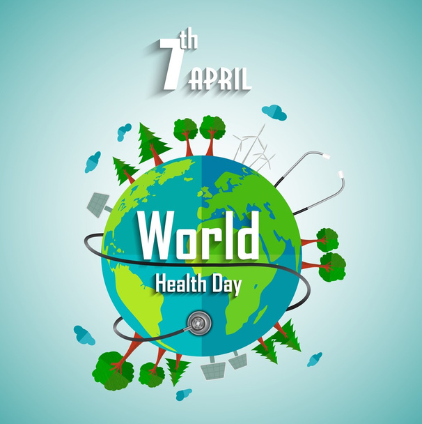 World health day concept with environmental of earth - Vector, Imagen