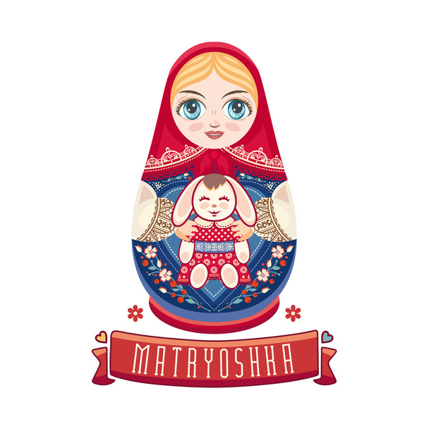Matryoshka. Ρωσική folk κούκλα ένθεσης. - Διάνυσμα, εικόνα