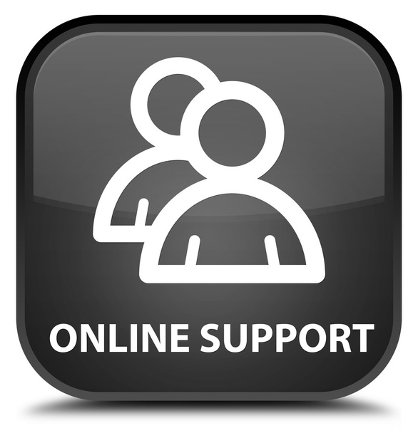 Online támogatás (csoport ikon) fekete négyzet gomb - Fotó, kép