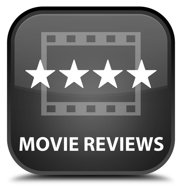 Movie reviews black square button - Photo, Image