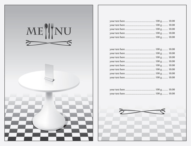 Menu with a table - Vettoriali, immagini