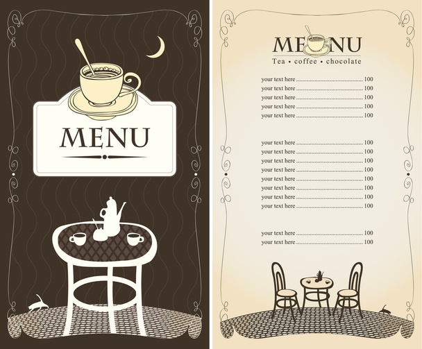 Menu for the night cafe - Vector, imagen