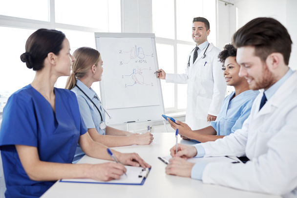 group of doctors on presentation at hospital - 写真・画像