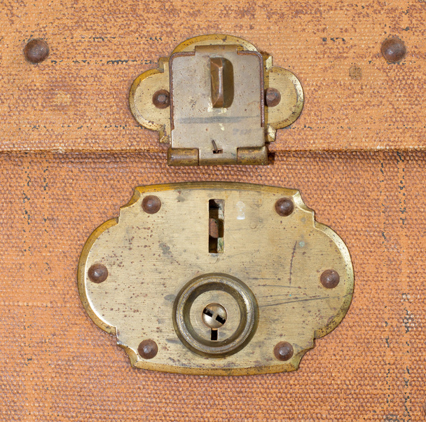 Old canvas trunk lock close up - Photo, Image