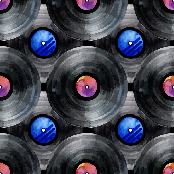 Modèle de disques vinyle aquarelle
 - Vecteur, image