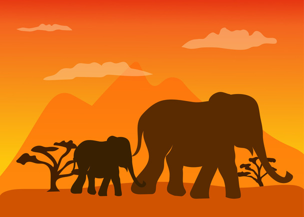 Слони в савані
 - Вектор, зображення