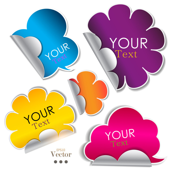 Adesivos coloridos e bolhas para a fala
 - Vetor, Imagem