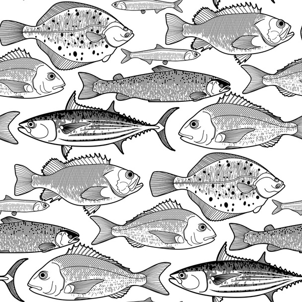 Graphic fish pattern - Wektor, obraz