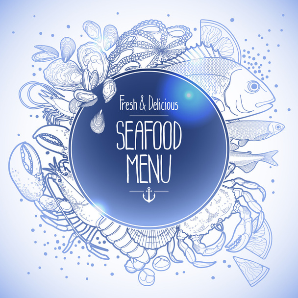 Graphic seafood menu design - Vector, Image