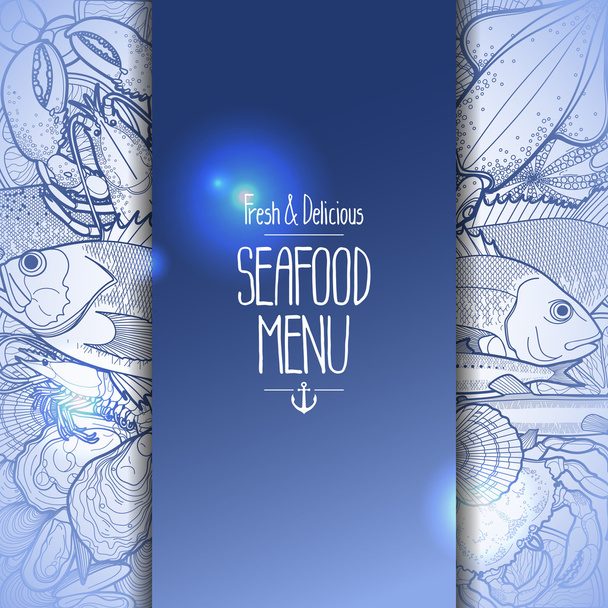 Graphic seafood menu design - Vektör, Görsel