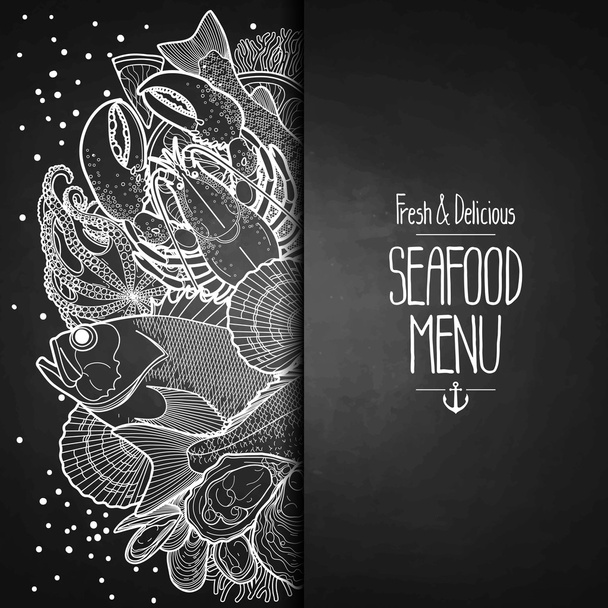 Graphic seafood menu design - Vektor, kép