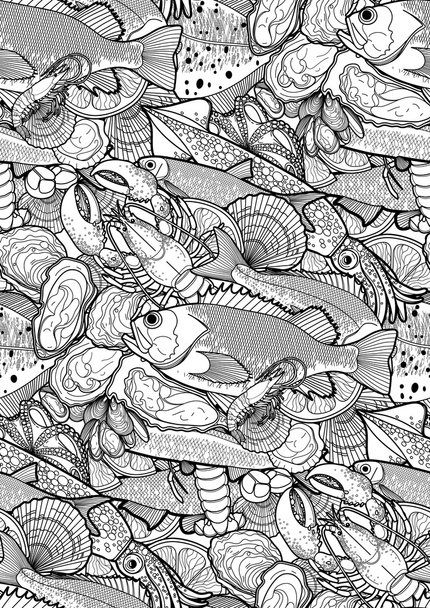 Graphic seafood pattern - ベクター画像