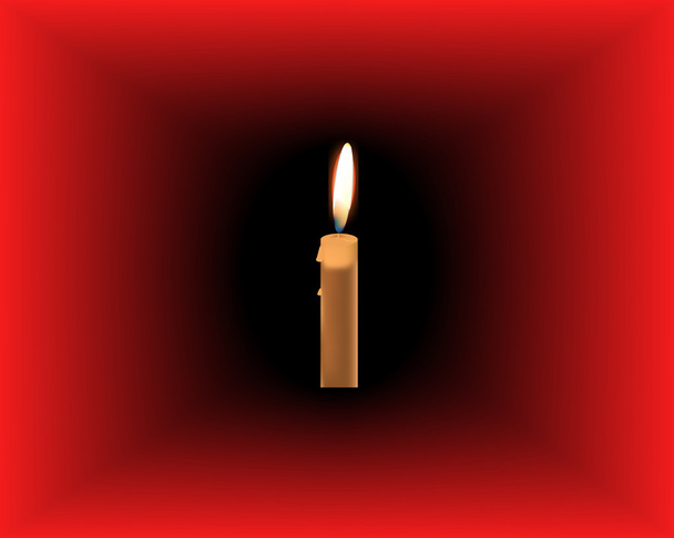 vela ardiente aislada sobre fondo rojo oscuro
 - Vector, Imagen