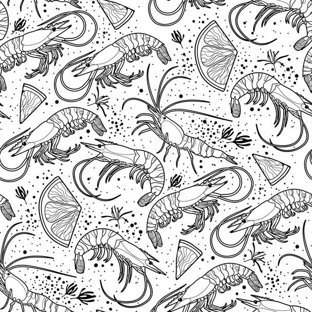 Graphic vector shrimps pattern - Vector, Image