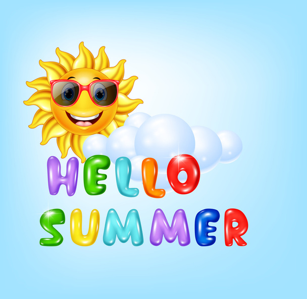 Літній фон з мультяшним персонажем сонця
 - Вектор, зображення