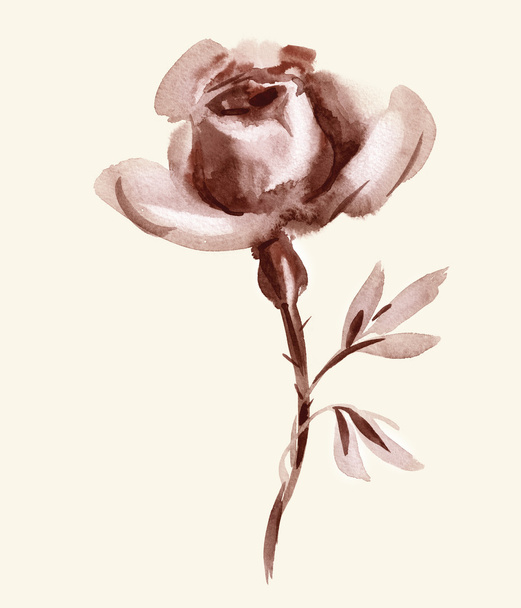Watercolor Brown Rose - Foto, afbeelding