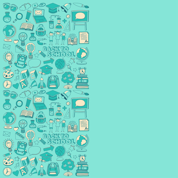 Back to School doodle set. Linear icons - Vector, Image
