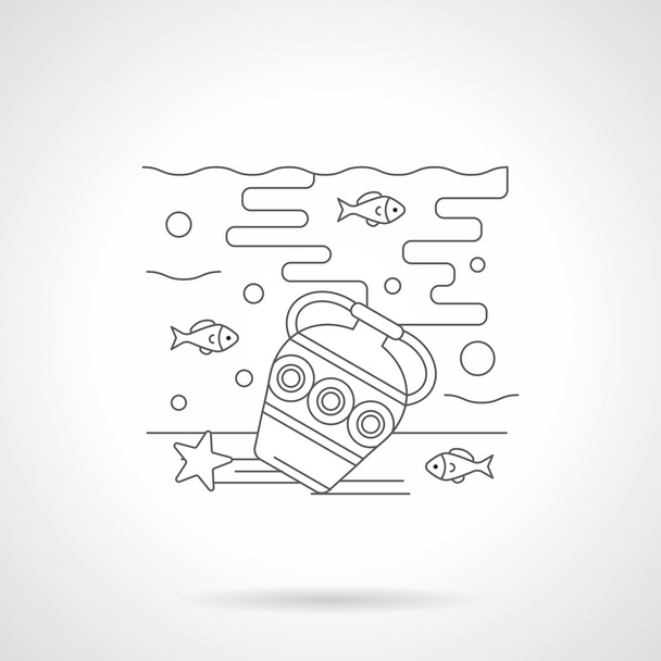Seabed with amphora detailed line vector icon - Vector, Image