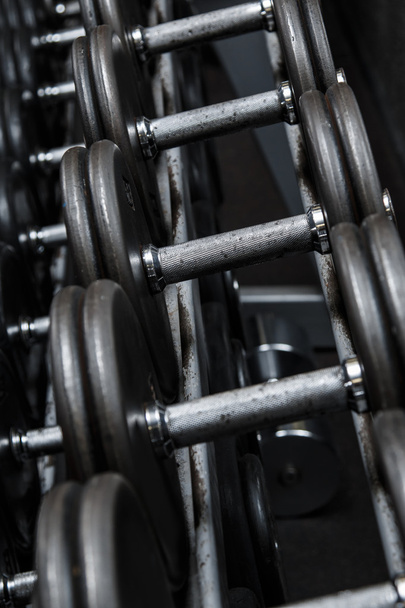 iron dumbbells in gym - Foto, Imagem