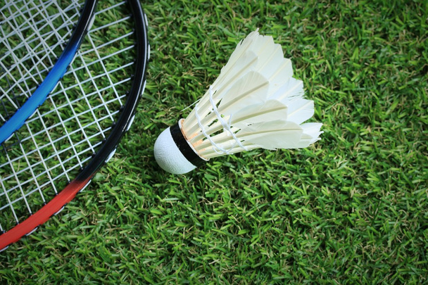 Shuttlecocks with badminton racket - Photo, Image